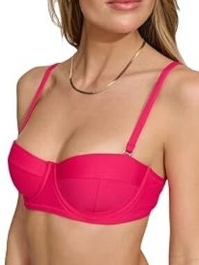 DKNY Hot Pink Bandeau Bikini Top
